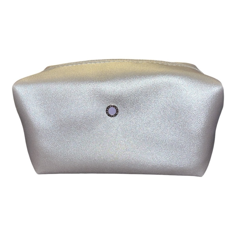 BVLGARI travel cosmetic bag silver NWOT designer case small size